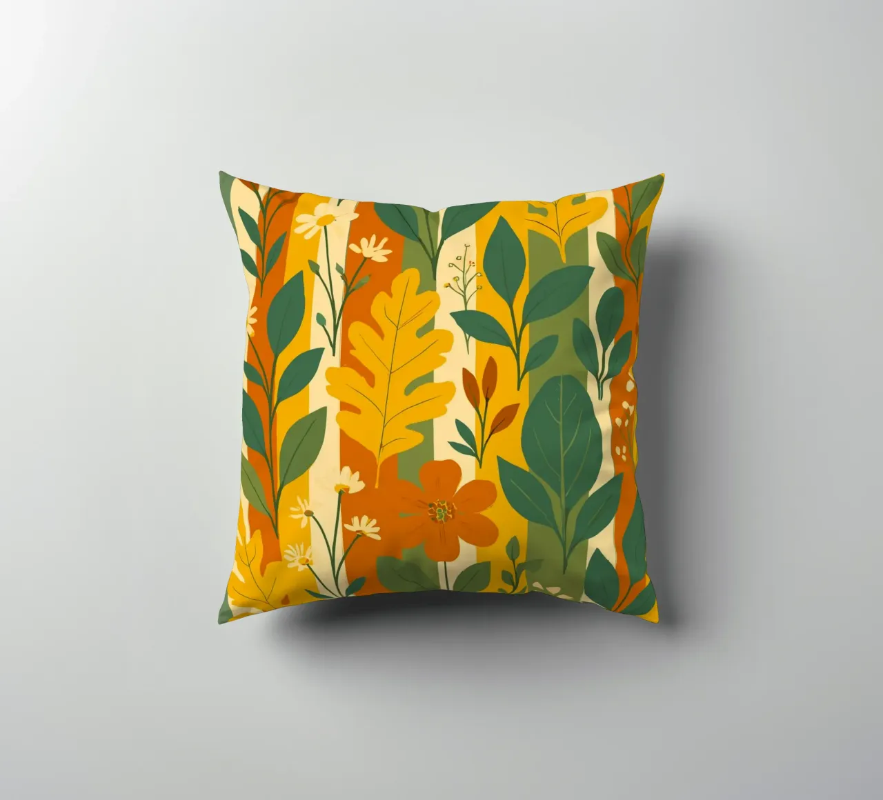 Foglie e fiori su strisce cuscino da My Home Private Design