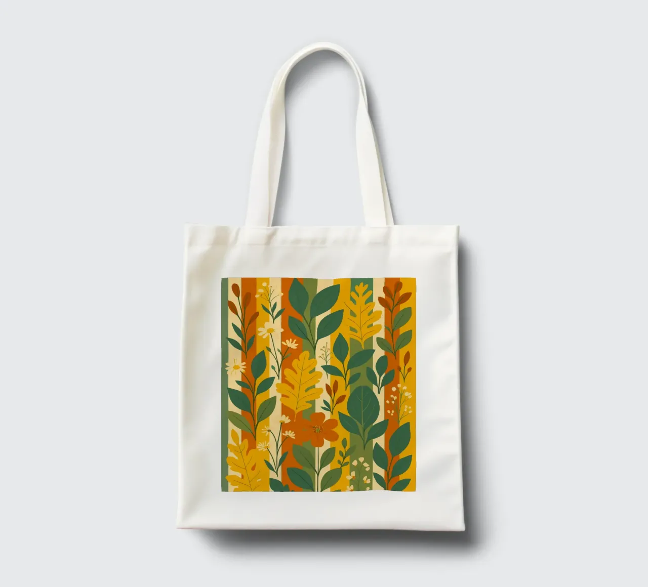 Foglie e fiori su strisce borsa in juta da My Home Private Design