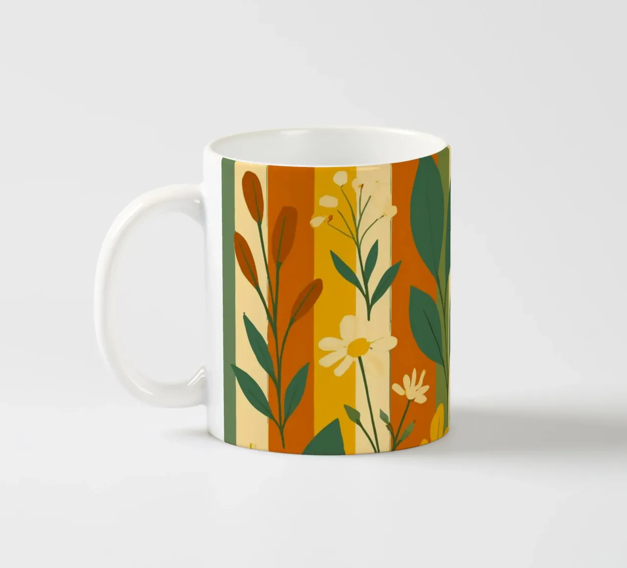 Foglie e fiori su strisce tazza in ceramica da My Home Private Design