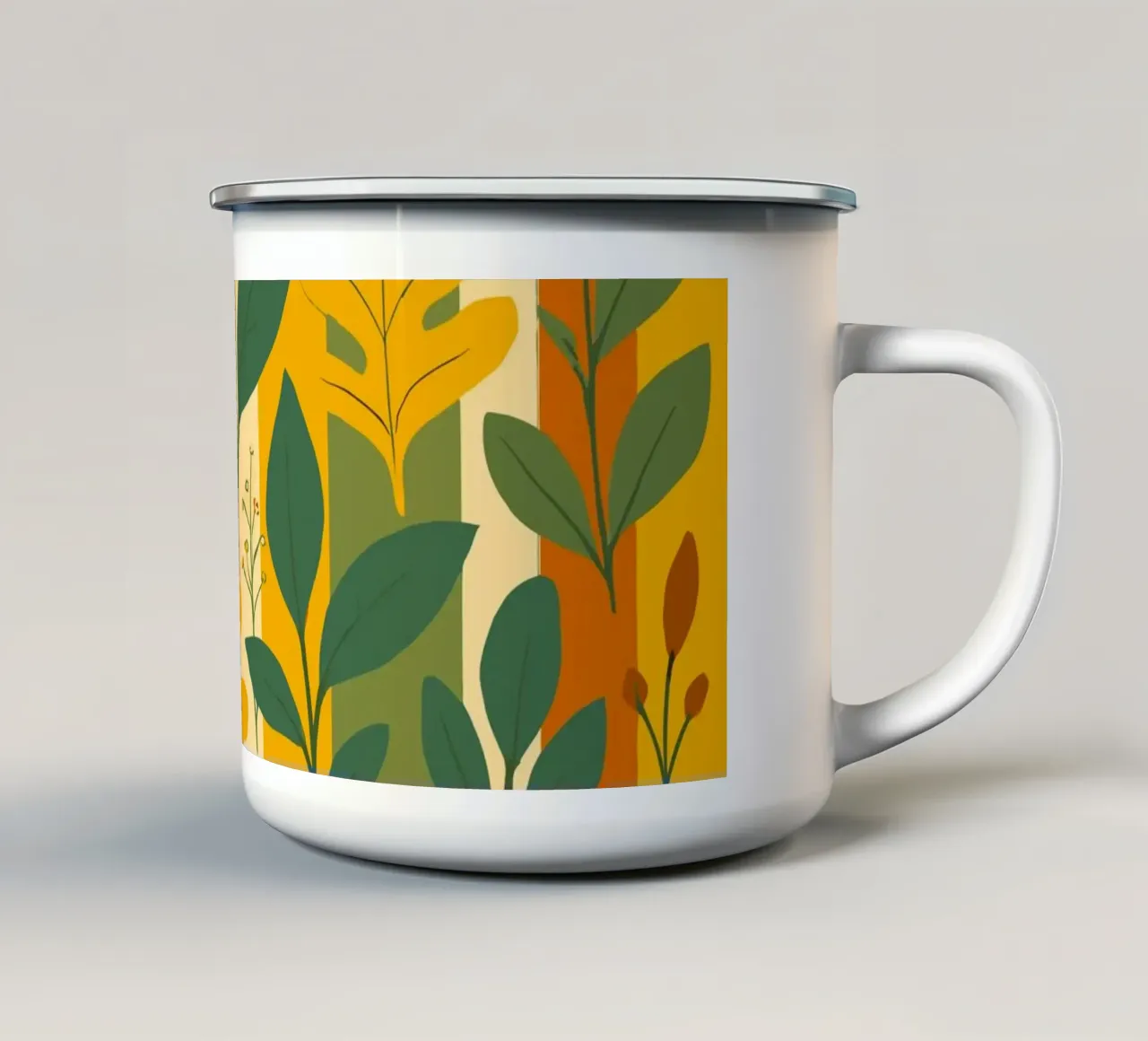 Foglie e fiori su strisce tazza in smalto da My Home Private Design