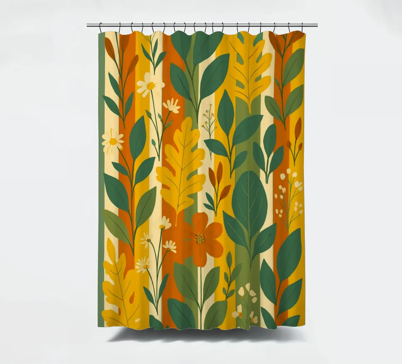 Foglie e fiori su strisce tenda da doccia da My Home Private Design
