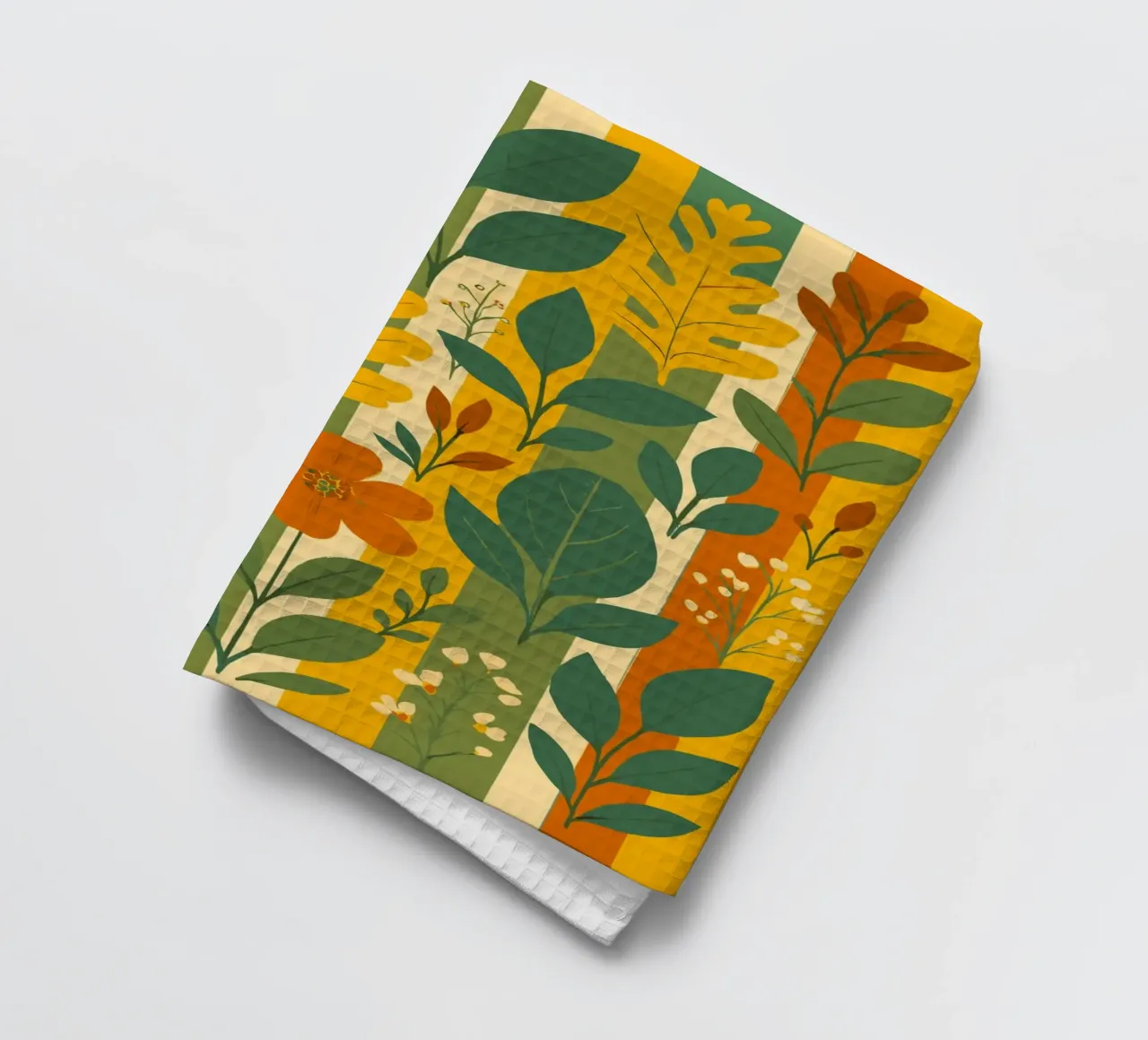Foglie e fiori su strisce canovaccio da cucina da My Home Private Design