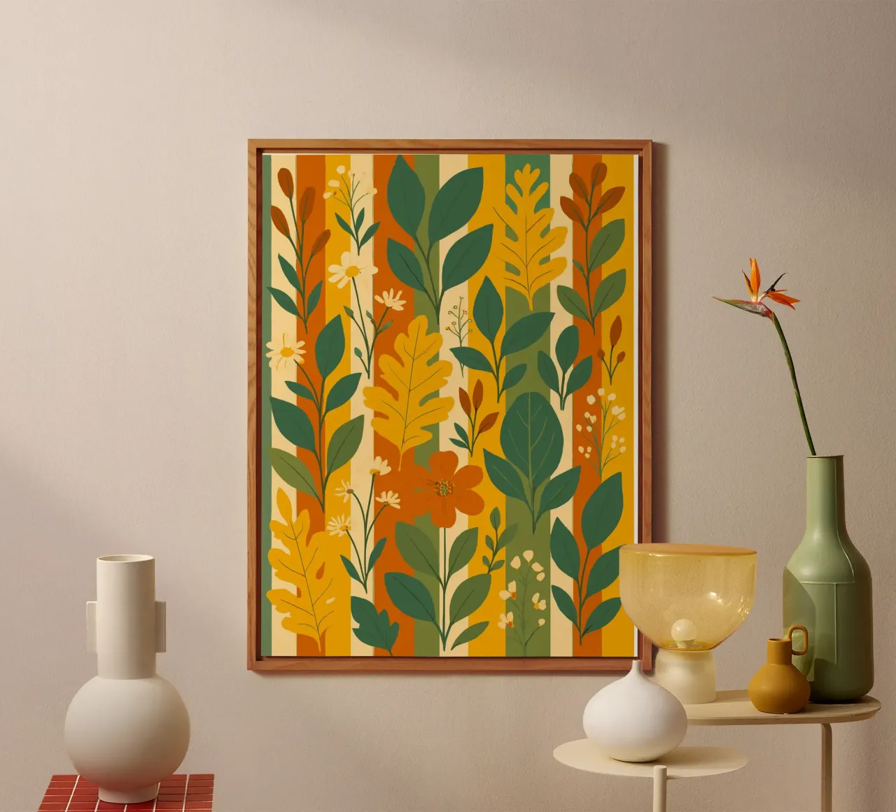 Feuilles et fleurs sur les rayures alu dibond de My Home Private Design