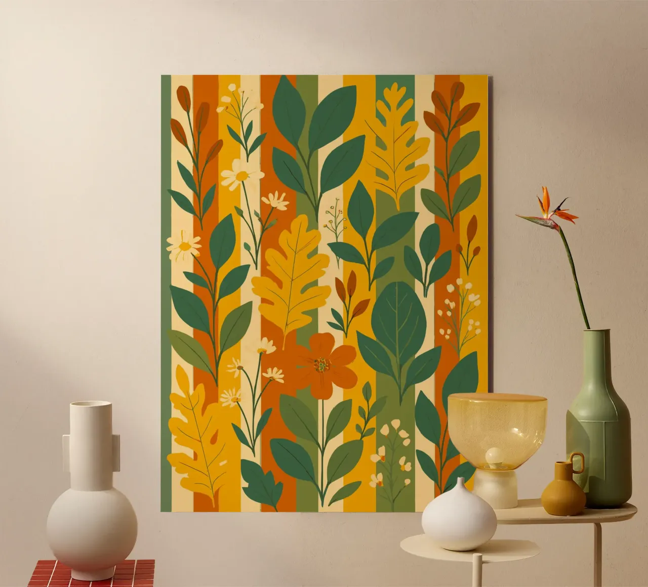 Feuilles et fleurs sur les rayures alu dibond de My Home Private Design