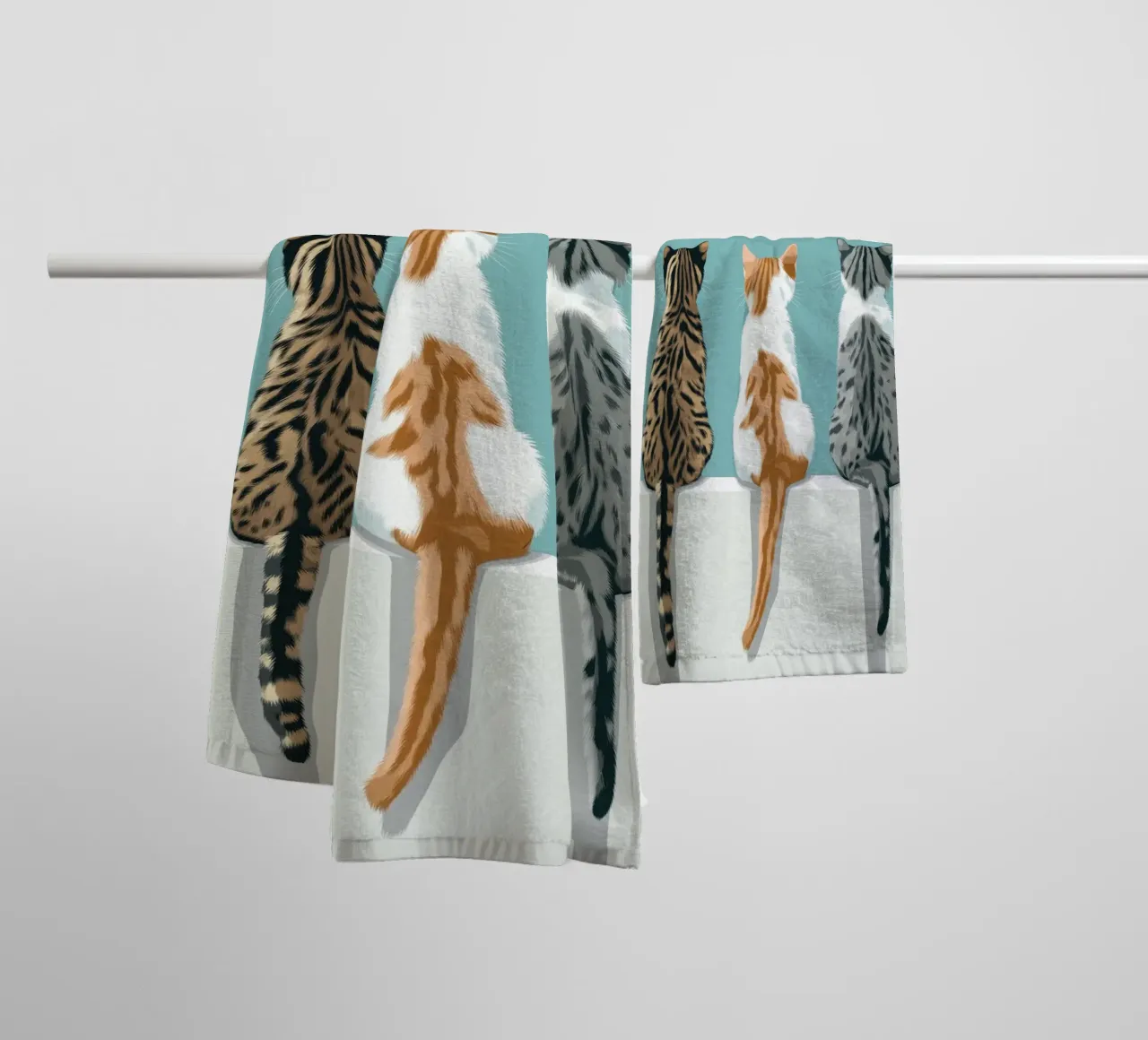 Cats are waiting on the wall towel by Motivate-Today