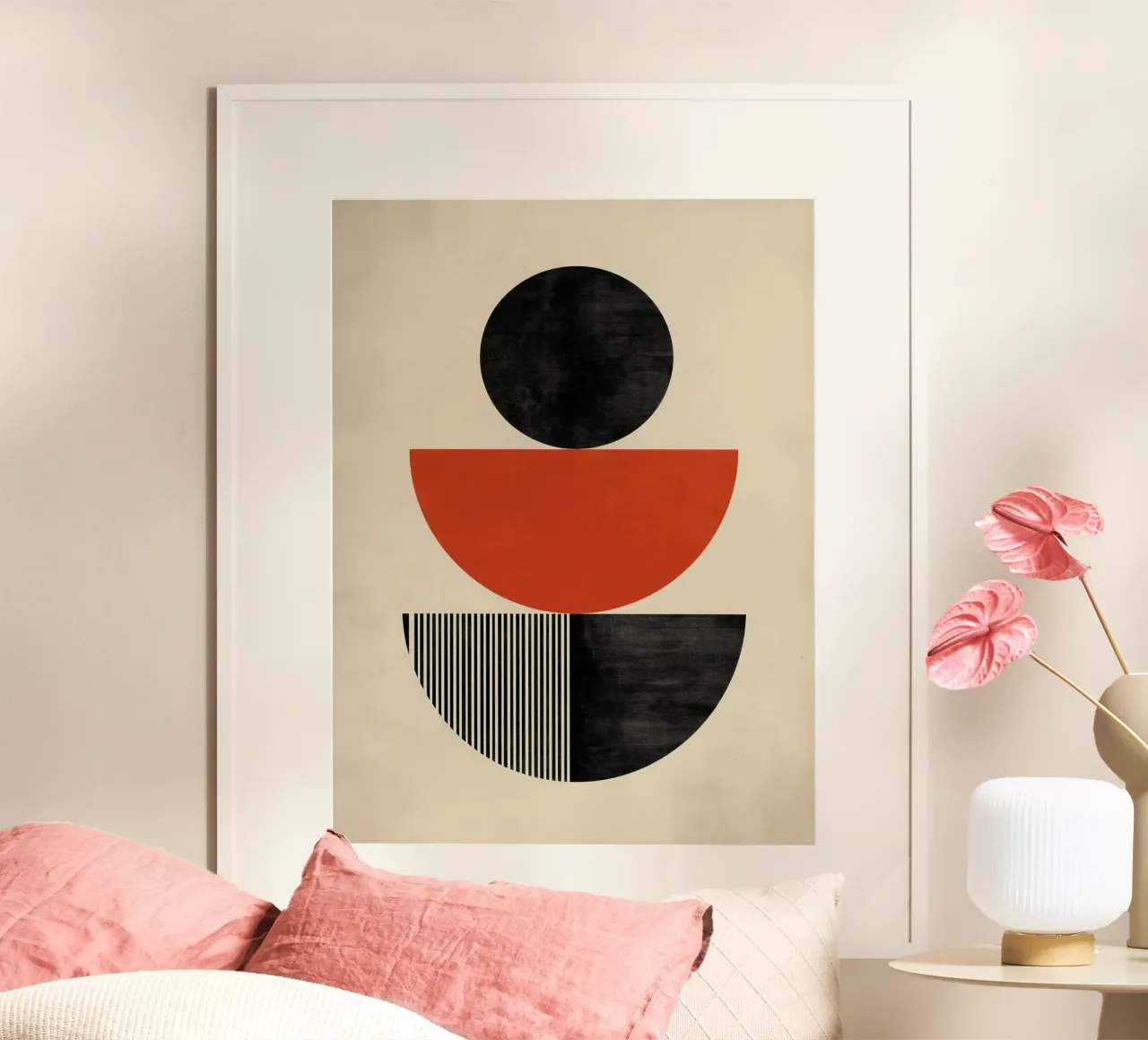 Equilibrio perturbado | Estudio de geometría en estilo Bauhaus poster con marco de plástico de Autofocus