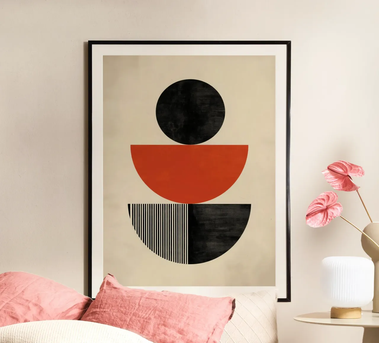 Equilibrio perturbado | Estudio de geometría en estilo Bauhaus poster con marco de plástico de Autofocus