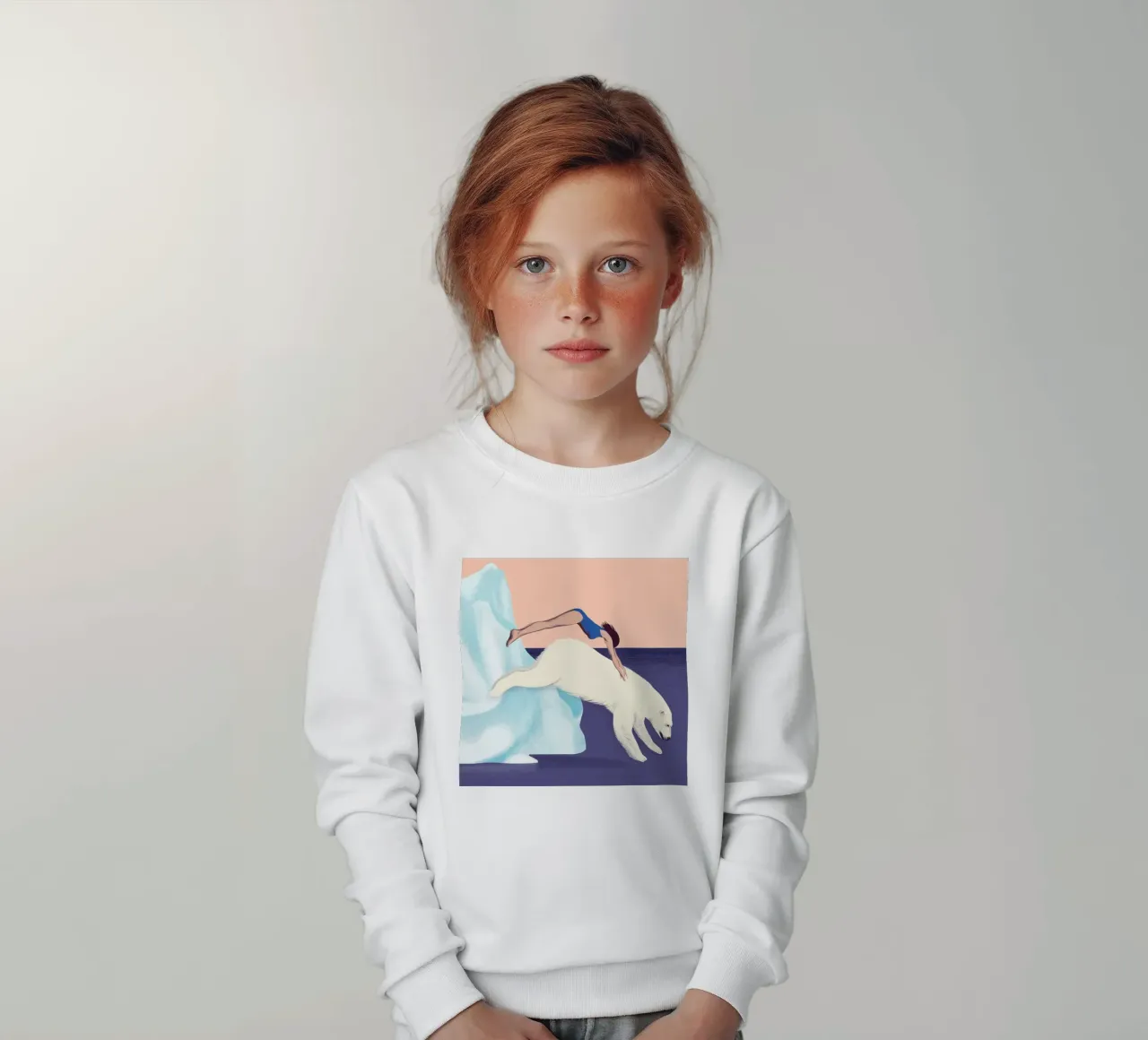 Jump into the water - Silja Goetz kids sweatshirt by Monillustrations