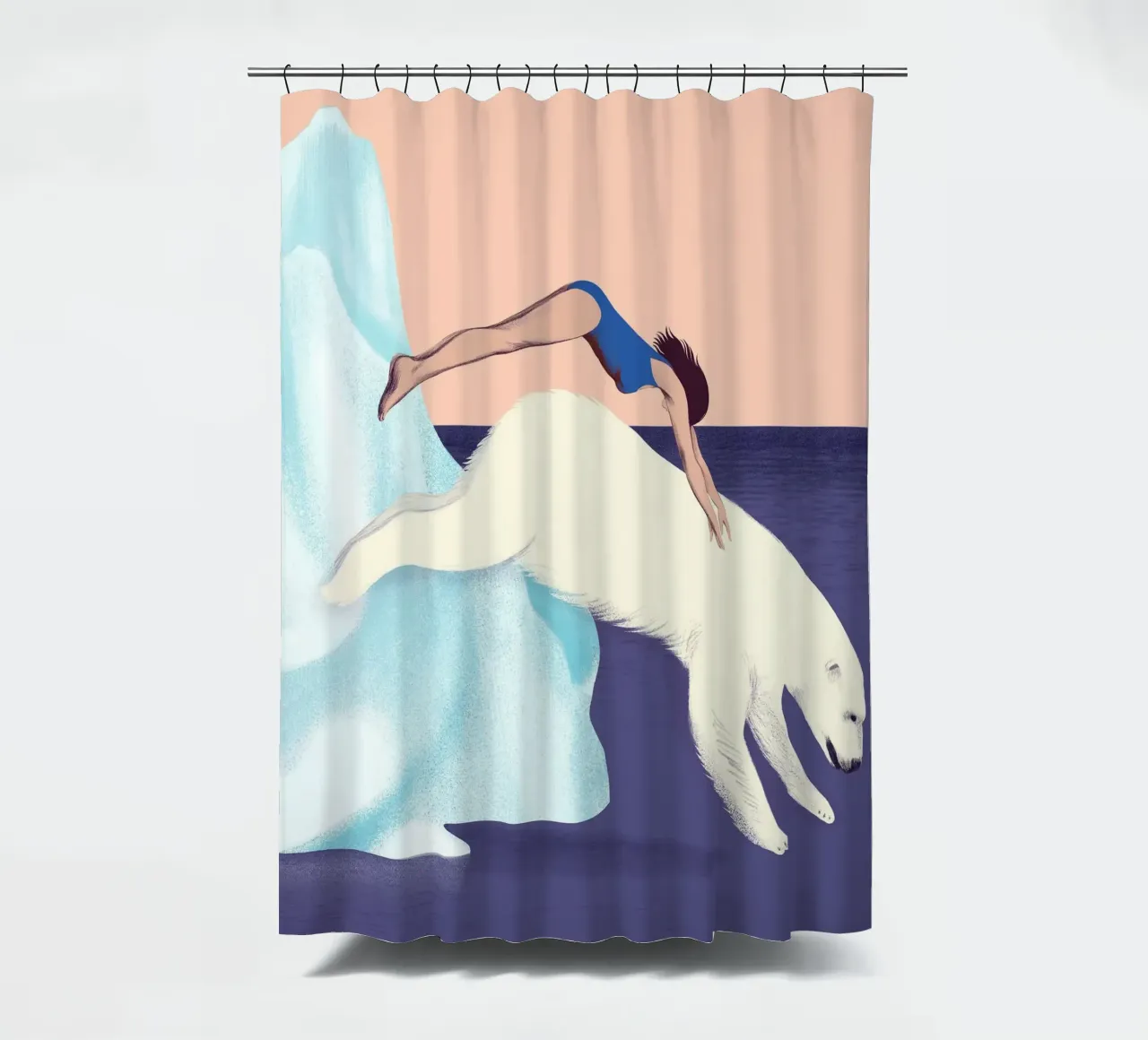Jump into the water - Silja Goetz shower curtain by Monillustrations