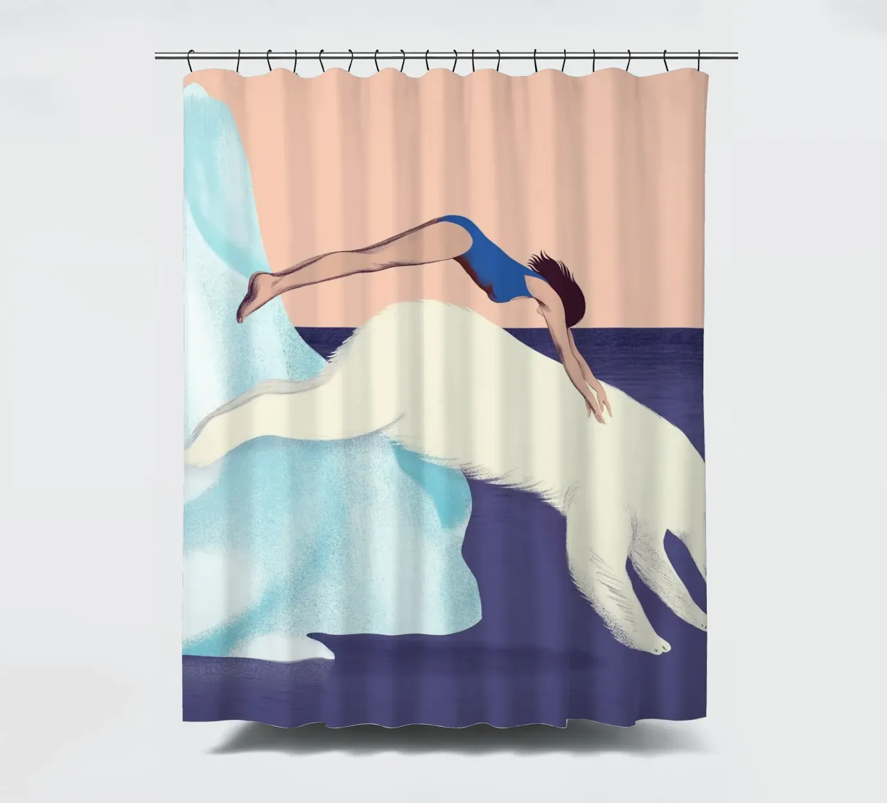 Jump into the water - Silja Goetz shower curtain by Monillustrations