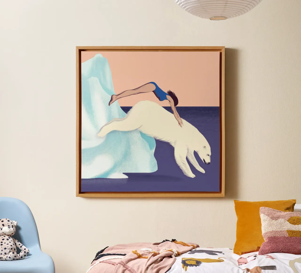Spring in het water - Silja Goetz canvas met Baklijst van Monillustrations