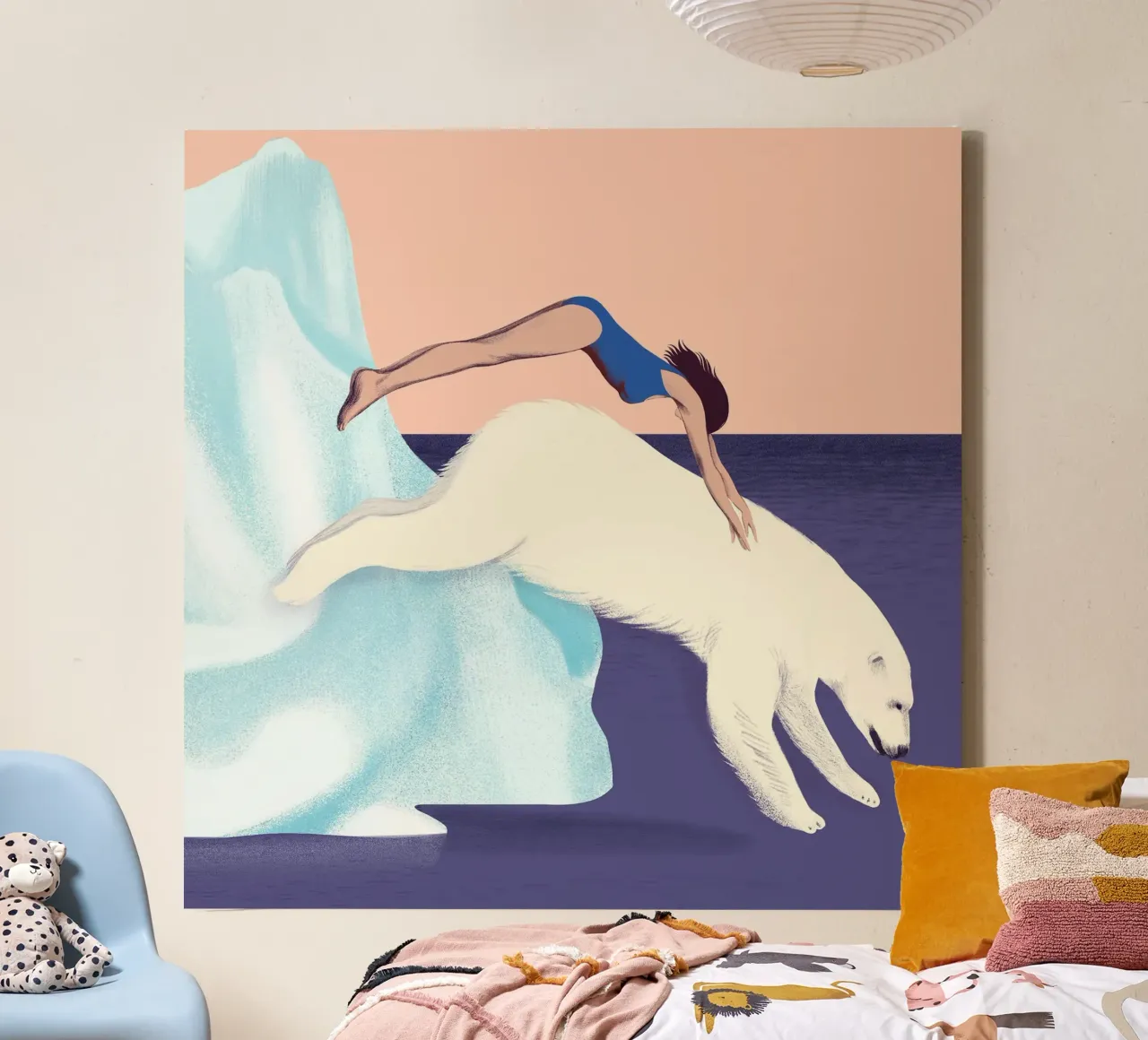 Spring in het water - Silja Goetz canvas met Baklijst van Monillustrations