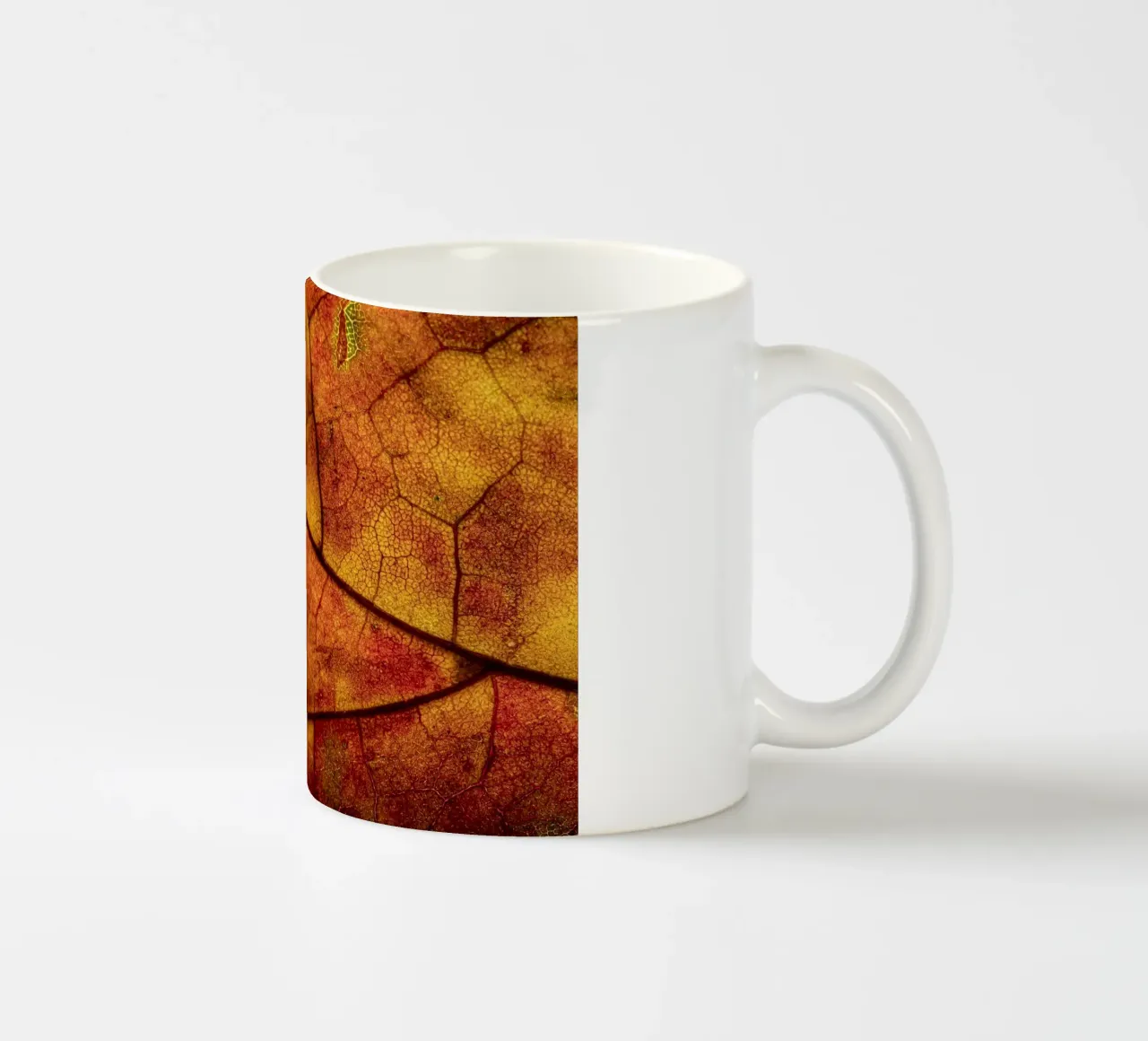 Herbstblatt mit lebendigem Farbverlauf und Aderstruktur tazza in ceramica da Bilderwelt - Kunst für die Wand