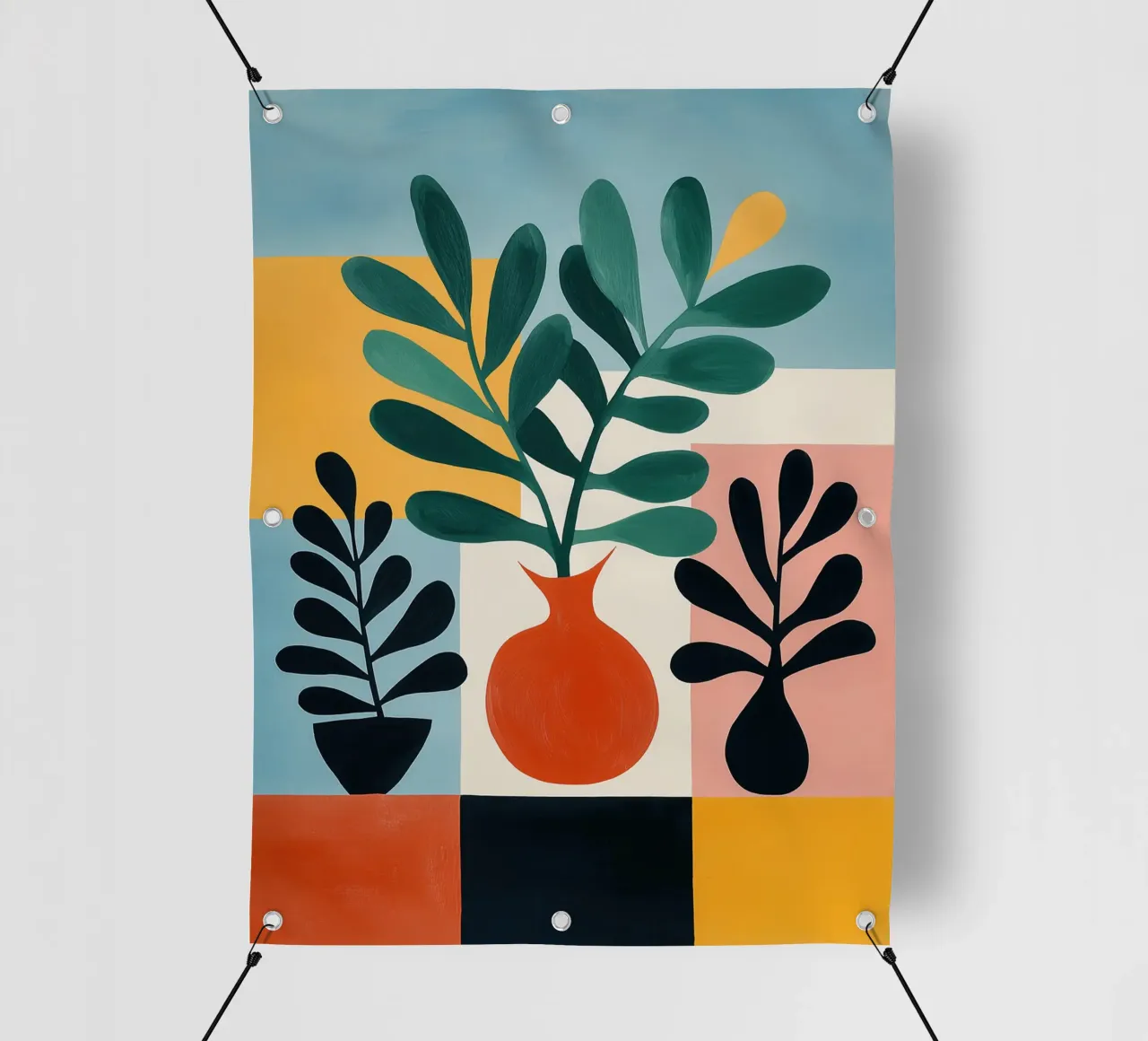 Composizione botanica con aree colorate telo in pvc da Autofocus