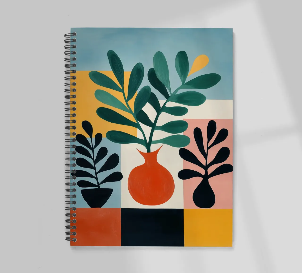 Botanical composition with coloured areas spiral notebook by Autofocus