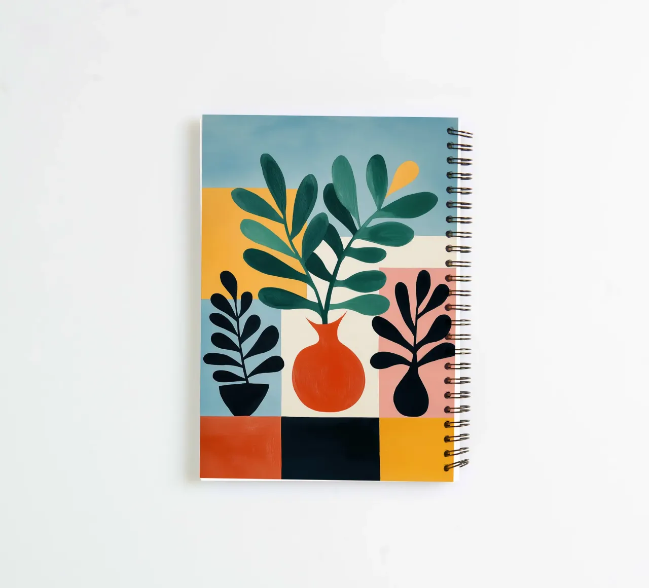 Botanical composition with coloured areas spiral notebook by Autofocus