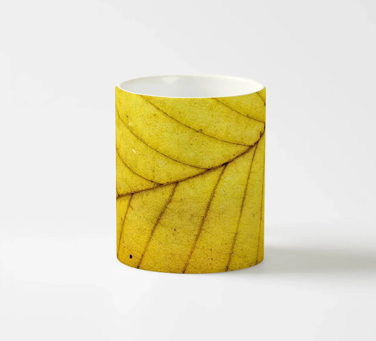 Gelbes Blatt mit feinem Adergeflecht tazza in ceramica da Bilderwelt - Kunst für die Wand