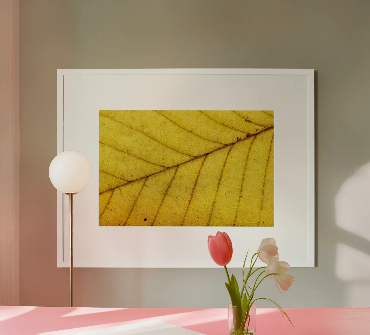 Gelbes Blatt mit feinem Adergeflecht carta hahnemühle da Bilderwelt - Kunst für die Wand