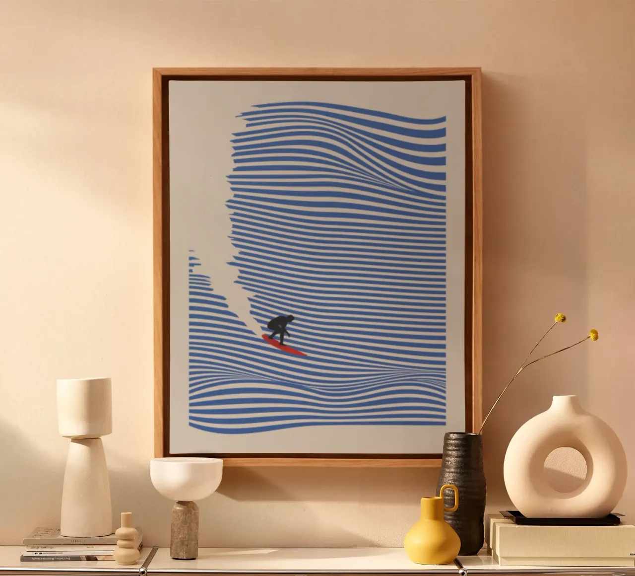 Lets Go Surfing canvas with Floater frame by cosmos studio