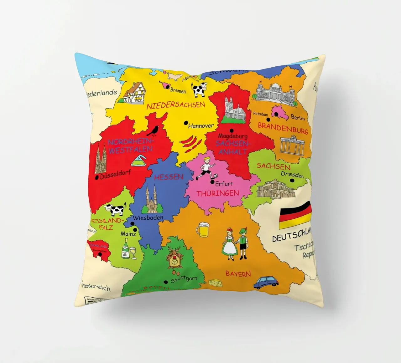 Poster degli Stati tedeschi per i bambini cuscino da Lyndamaps