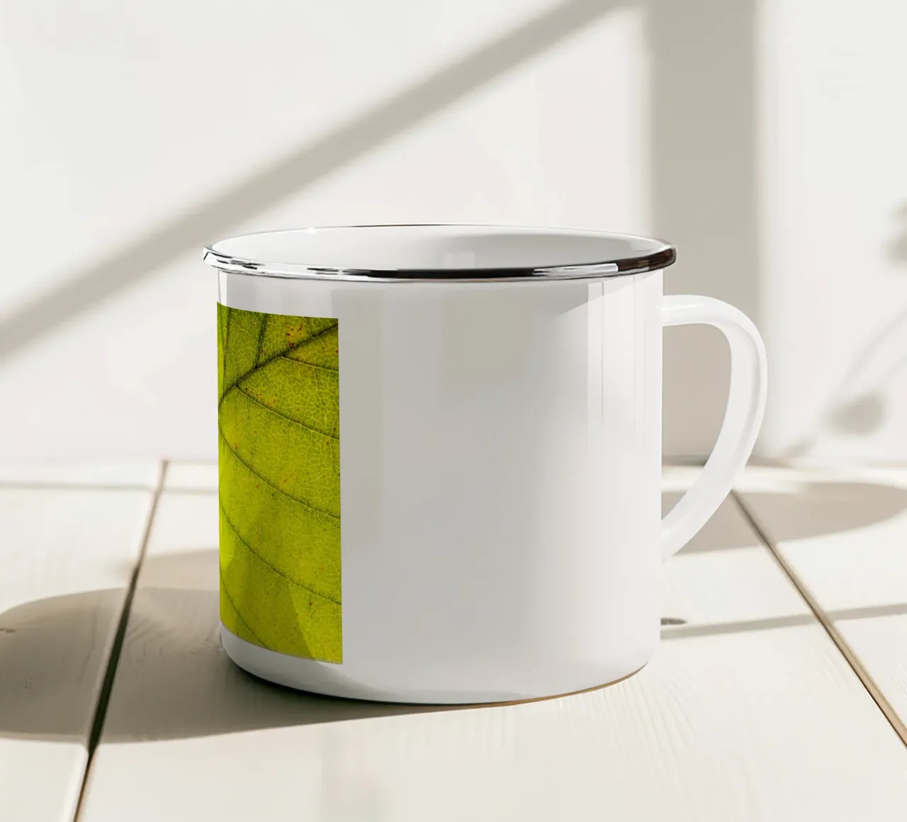 Struktur und Adern eines grünen Blattes tazza in smalto da Bilderwelt - Kunst für die Wand
