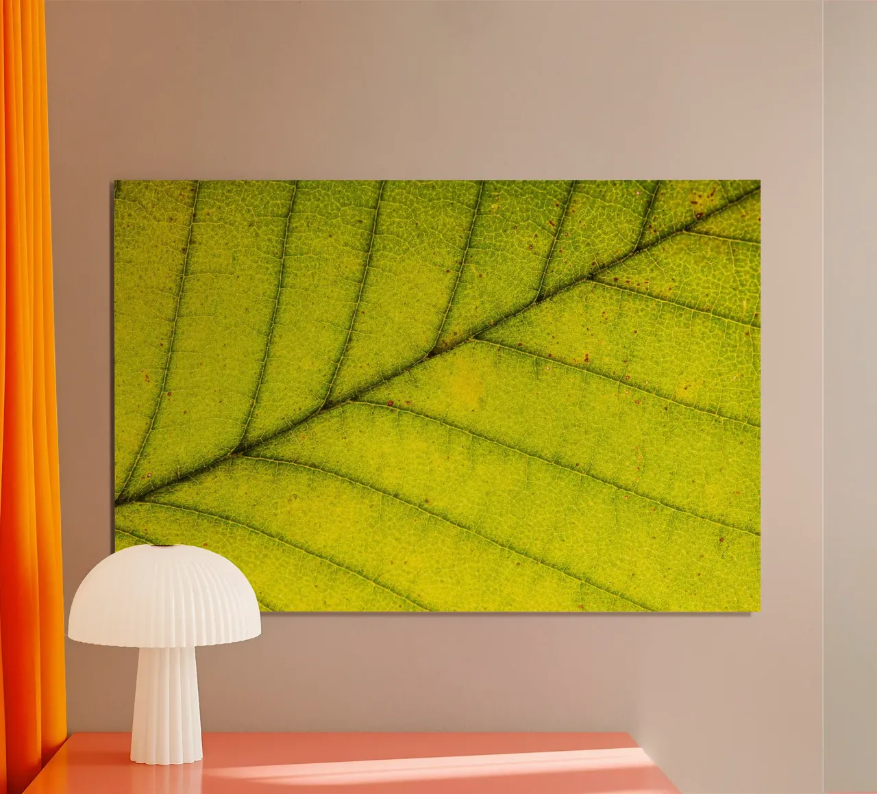 Struktur und Adern eines grünen Blattes poster con telaio in alluminio da Bilderwelt - Kunst für die Wand