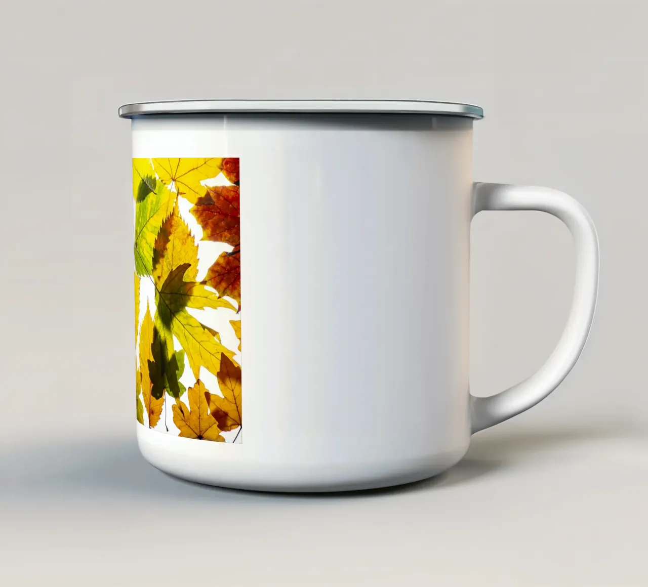 Foglie d'autunno in variazione sul bianco tazza in smalto da Bilderwelt - Kunst für die Wand