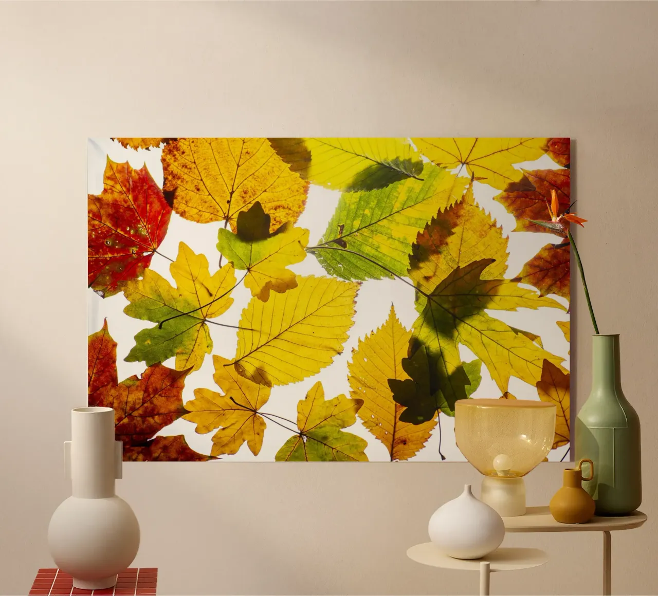 Foglie d'autunno in variazione sul bianco plexiglass da Bilderwelt - Kunst für die Wand