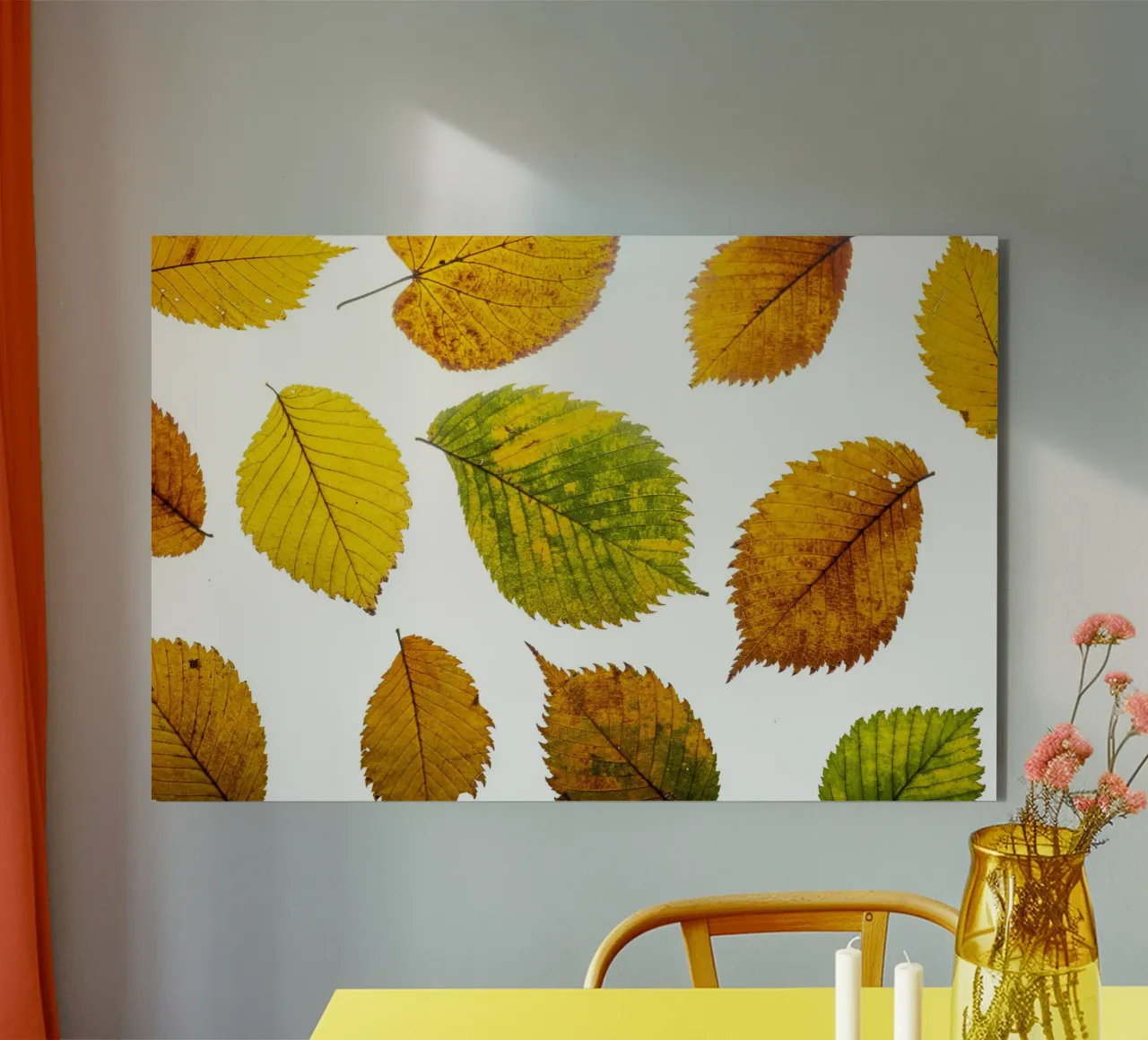 Foglie d'autunno in variazione sul bianco alluminio dibond da Bilderwelt - Kunst für die Wand
