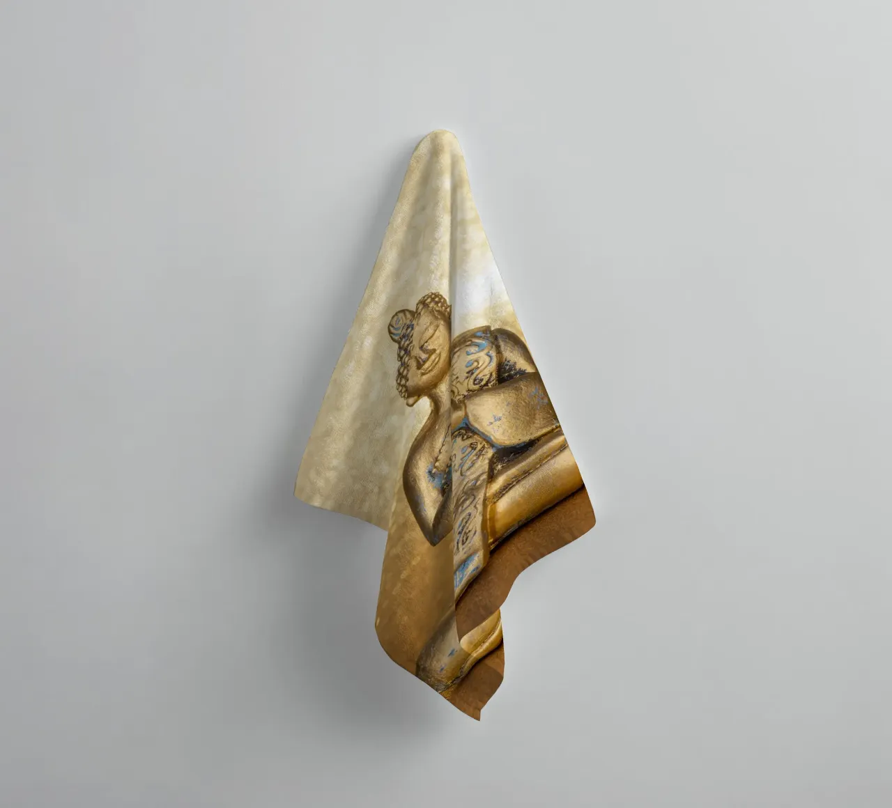 Golden Buddha in front of a shiny background towel by Bilderwelt - Kunst für die Wand