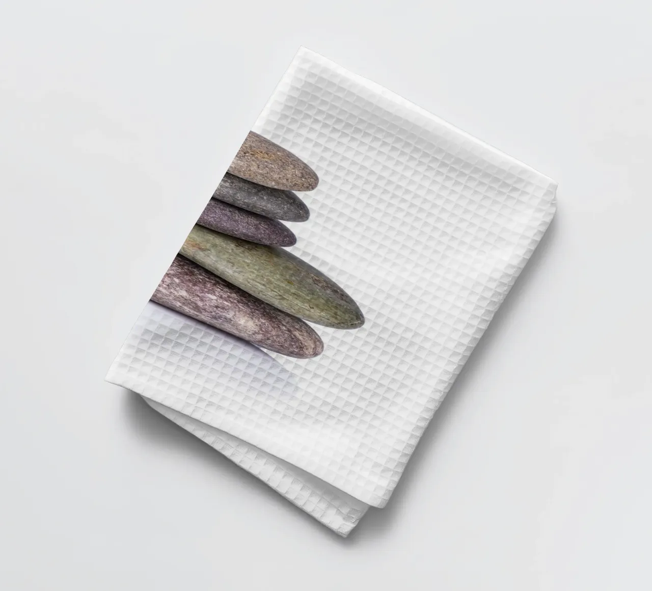 Pila di pietra in equilibrio su uno sfondo bianco canovaccio da cucina da Bilderwelt - Kunst für die Wand