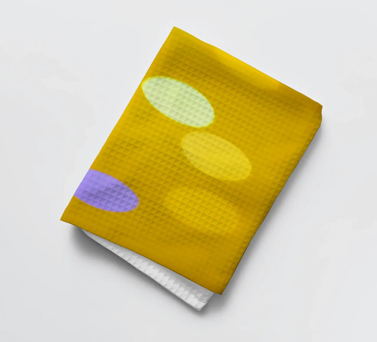 Bouddha doré devant un cercle de lumière jaune torchon de Bilderwelt - Kunst für die Wand