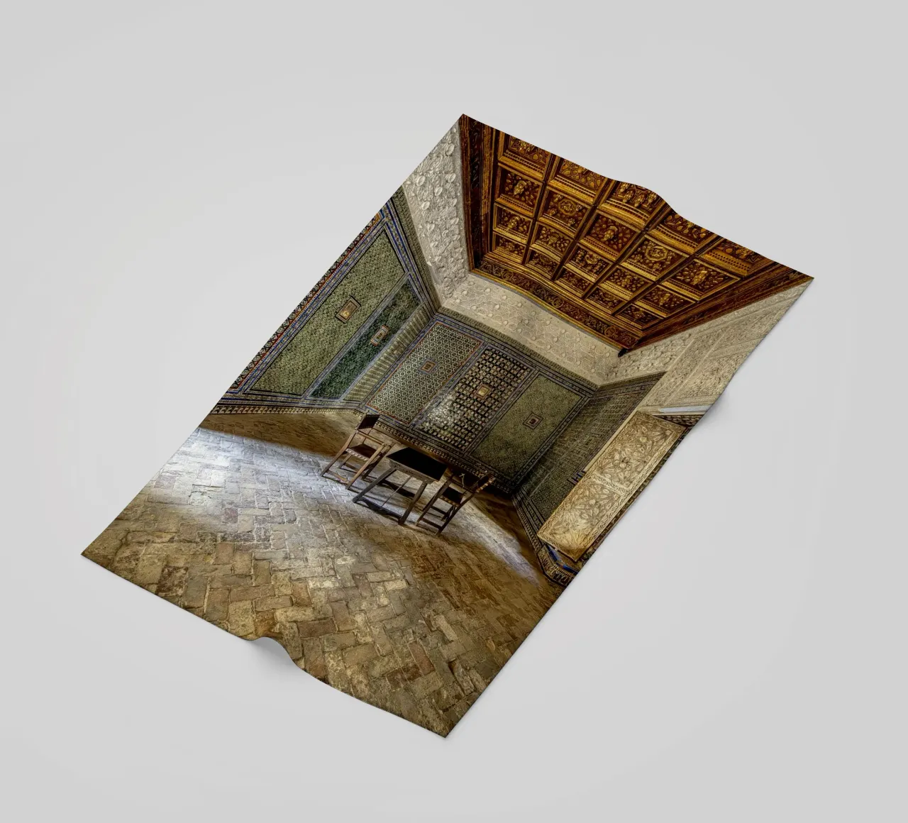 Camera mudéjar con piastrelle e soffitto in legno telo mare da Bilderwelt - Kunst für die Wand