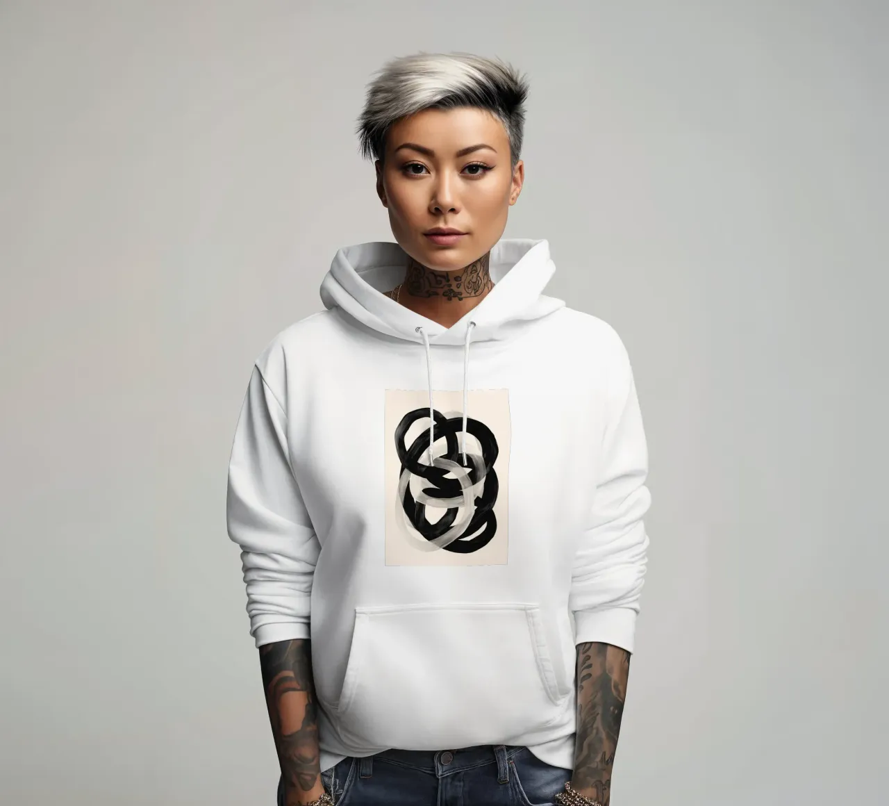 Interwoven Lines Abstract Art 2 felpa con cappuccio da Nadjaa