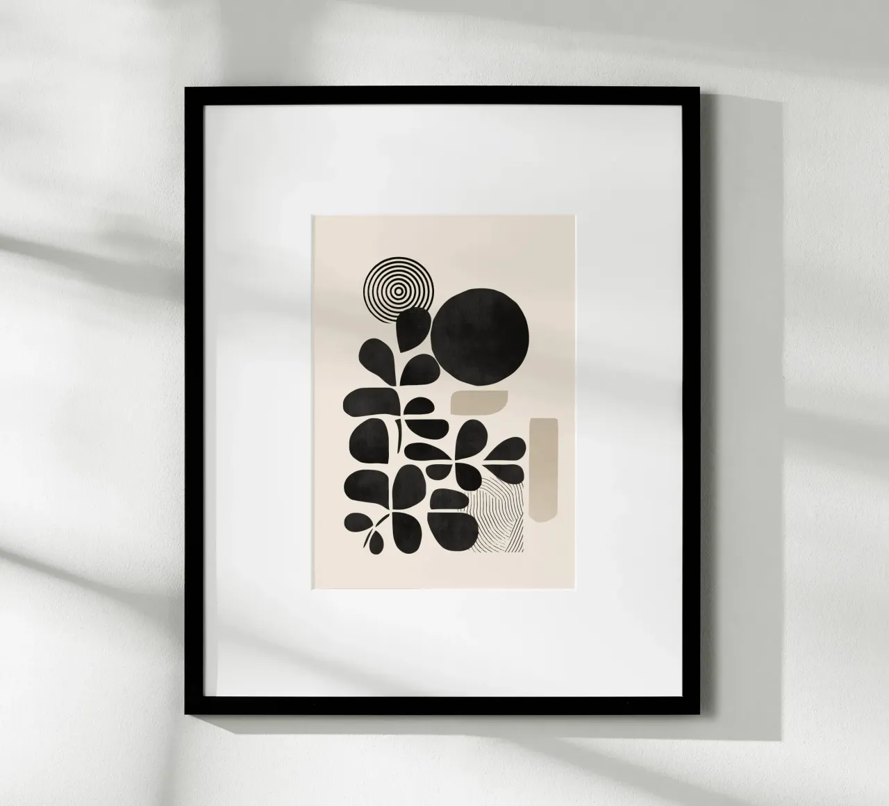 Modern Botanicals – Abstract Minimalist Shapes poster con telaio in alluminio da Nadjaa