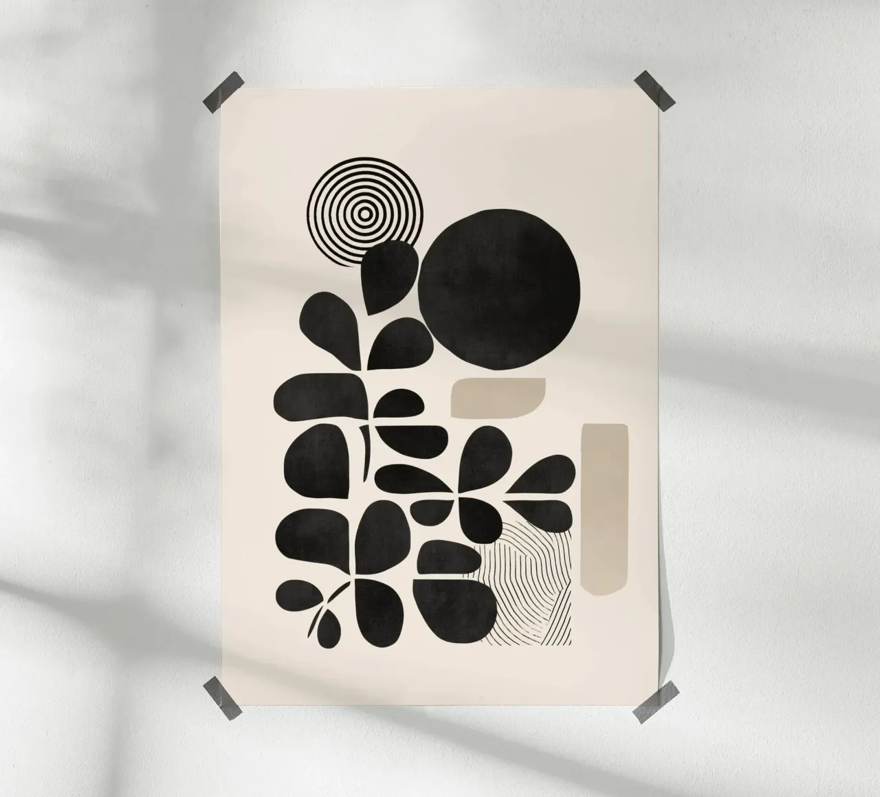 Modern Botanicals – Abstract Minimalist Shapes poster con telaio in alluminio da Nadjaa