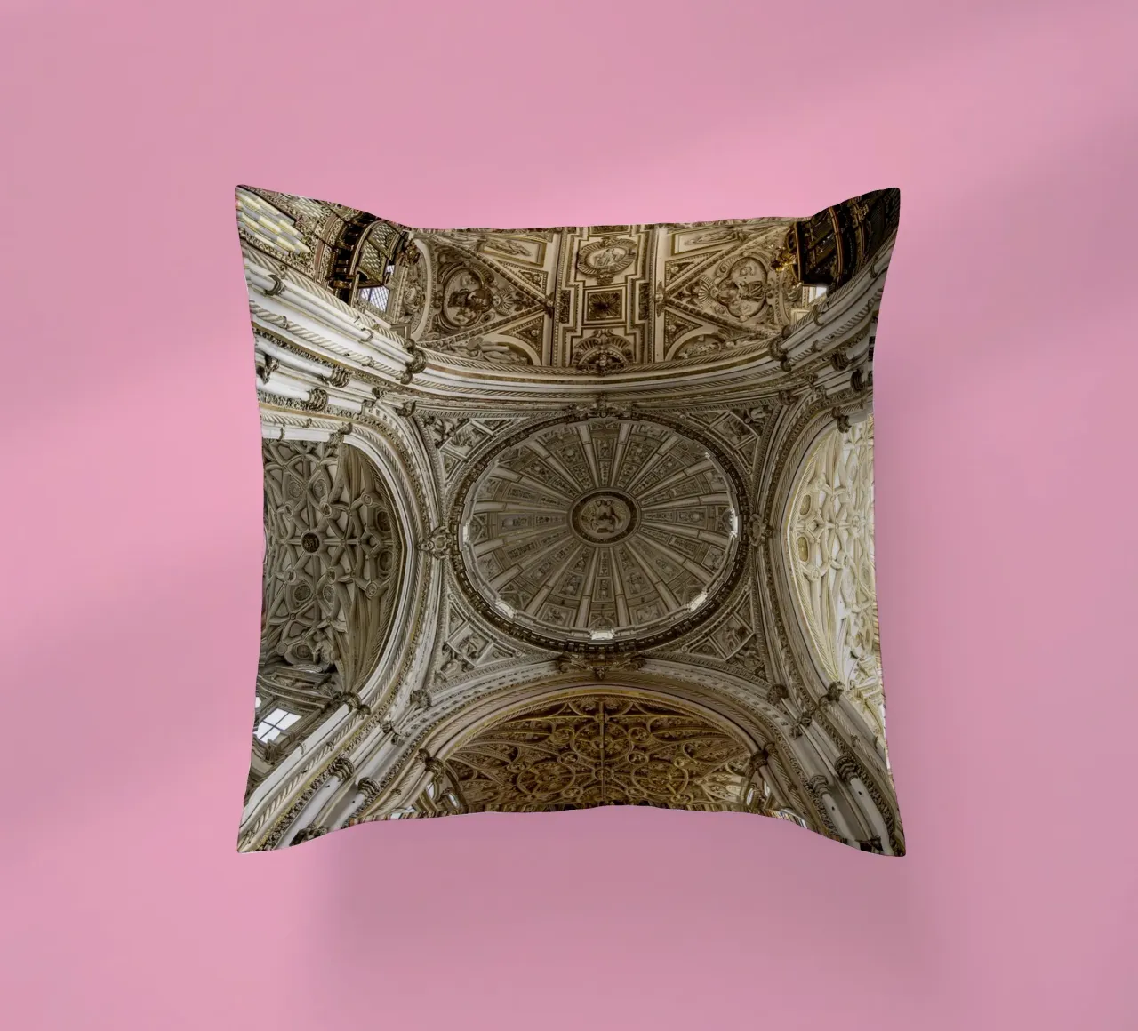 Gothic vault with lighting in Córdoba decorative cushion by Bilderwelt - Kunst für die Wand