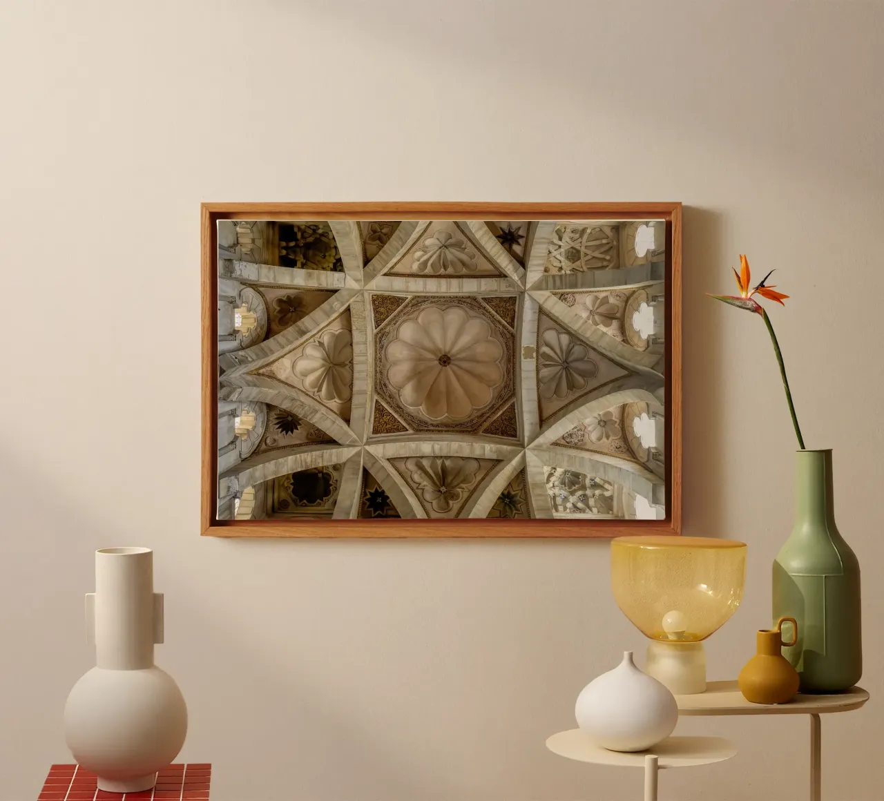 Vaults of the Mezquita Cathedral in Cordoba canvas with Floater frame by Bilderwelt - Kunst für die Wand