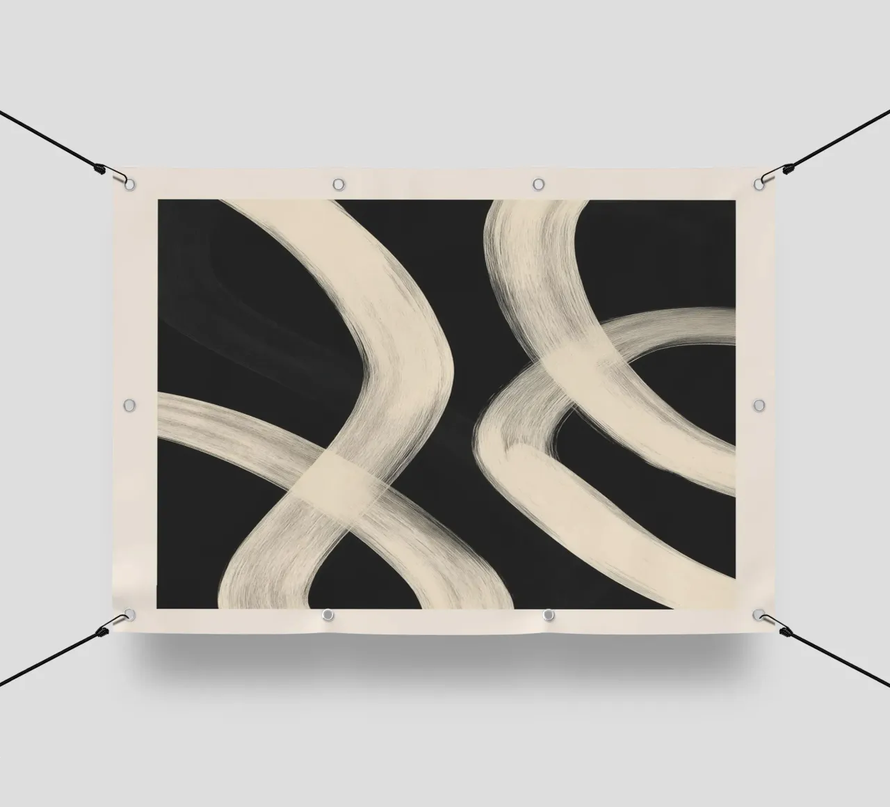 Black and White Abstract Line Art No. 1 telo in pvc da Flow Line