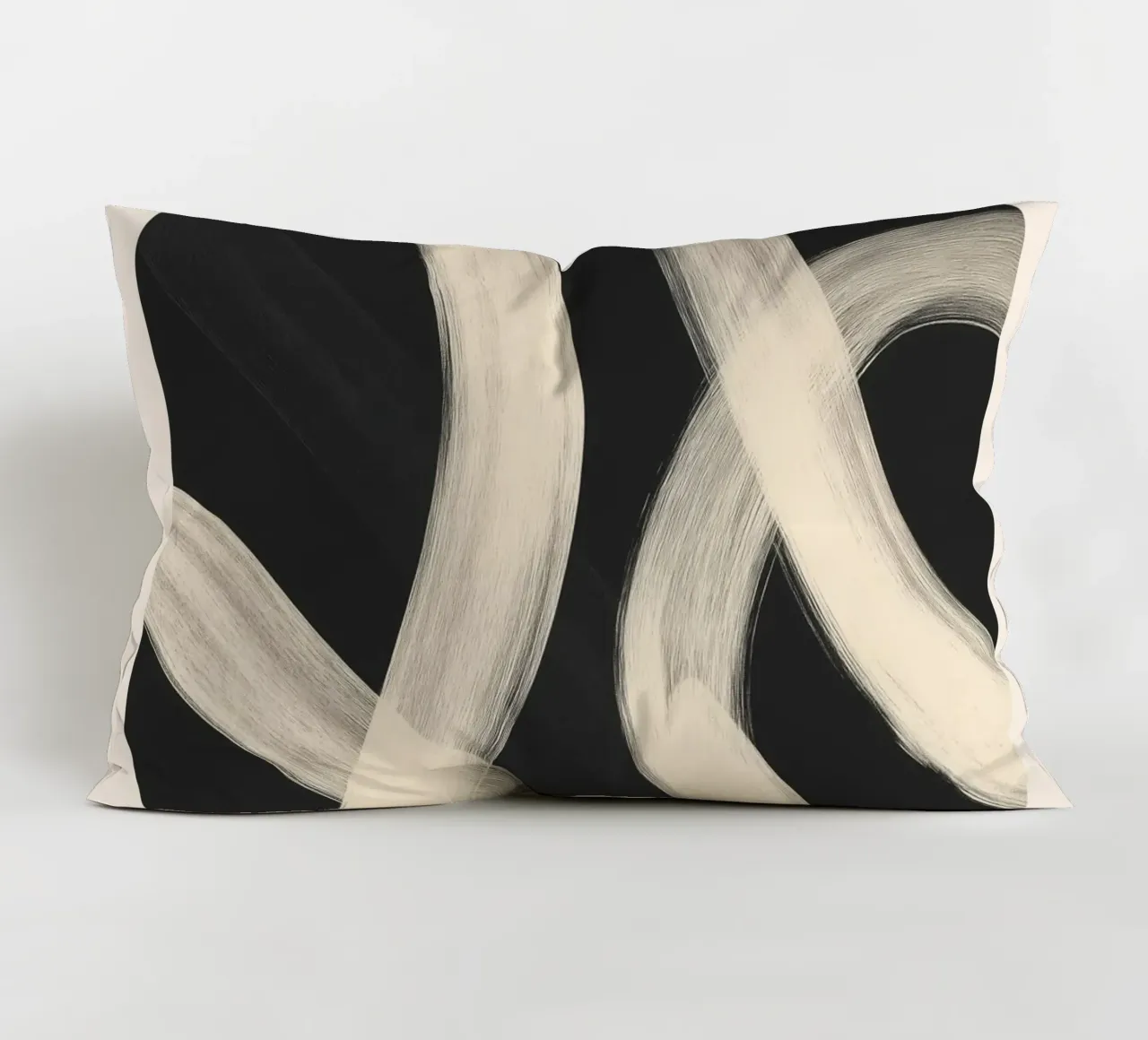 Black and White Abstract Line Art No. 1 cuscino da Flow Line