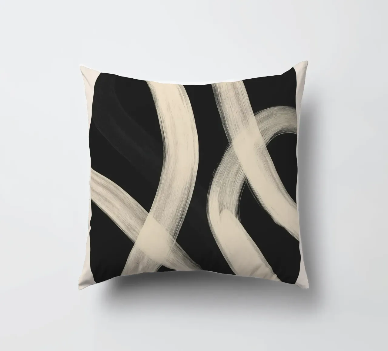 Black and White Abstract Line Art No. 1 cuscino da Flow Line