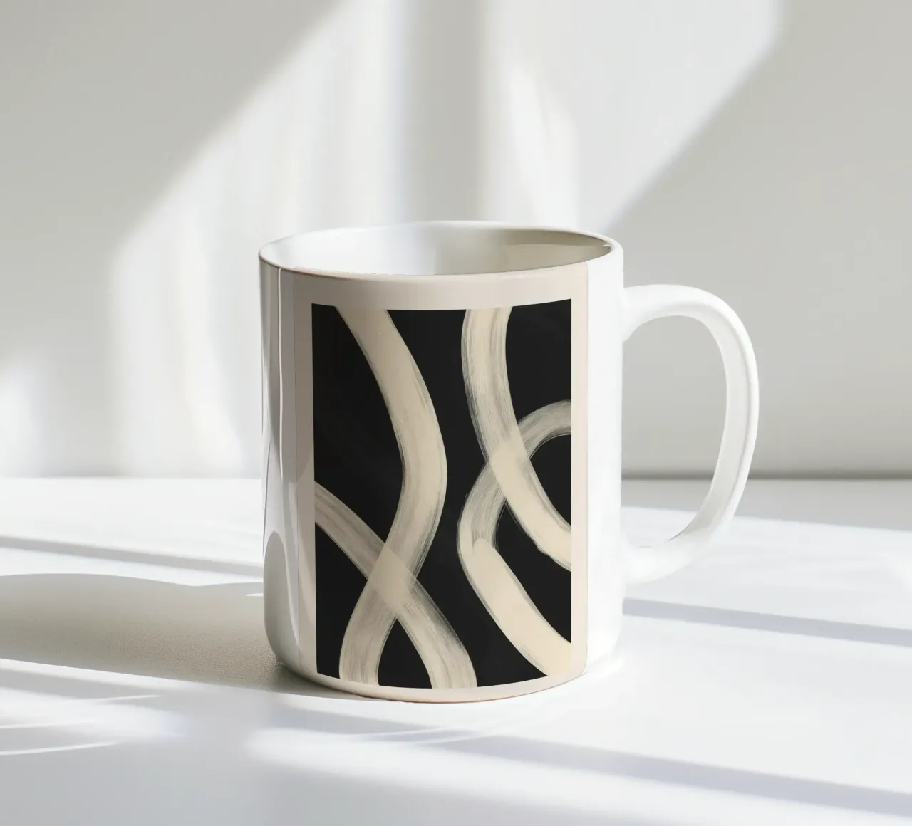 Black and White Abstract Line Art No. 1 tazza in ceramica da Flow Line