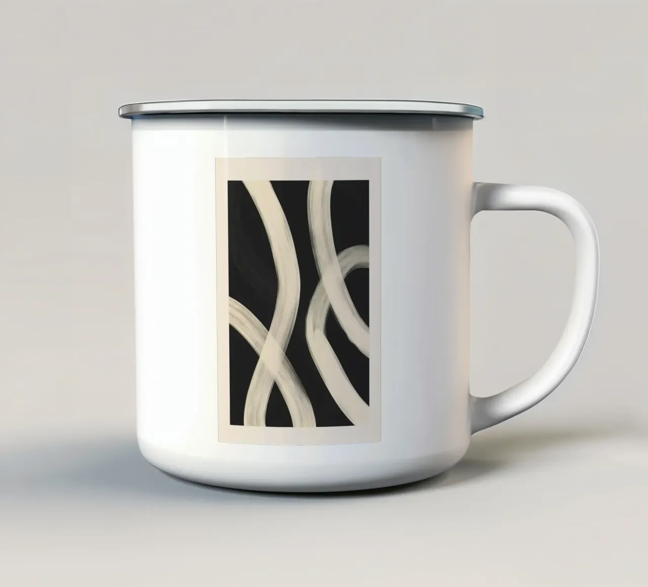 Black and White Abstract Line Art No. 1 tazza in smalto da Flow Line