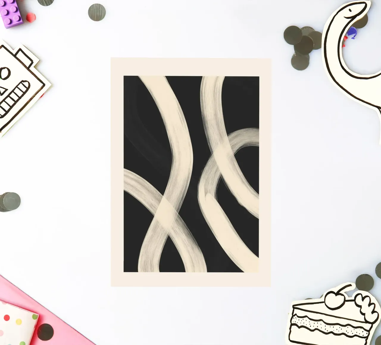 Black and White Abstract Line Art No. 1 adesivo da Flow Line