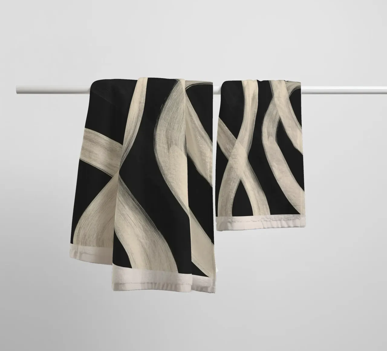 Black and White Abstract Line Art No. 1 asciugamano da bagno da Flow Line