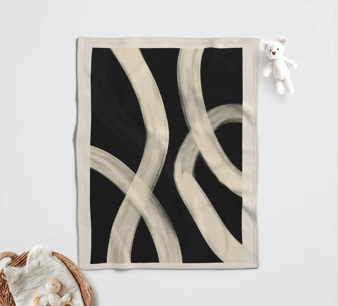 Black and White Abstract Line Art No. 1 coperta in pile da Flow Line