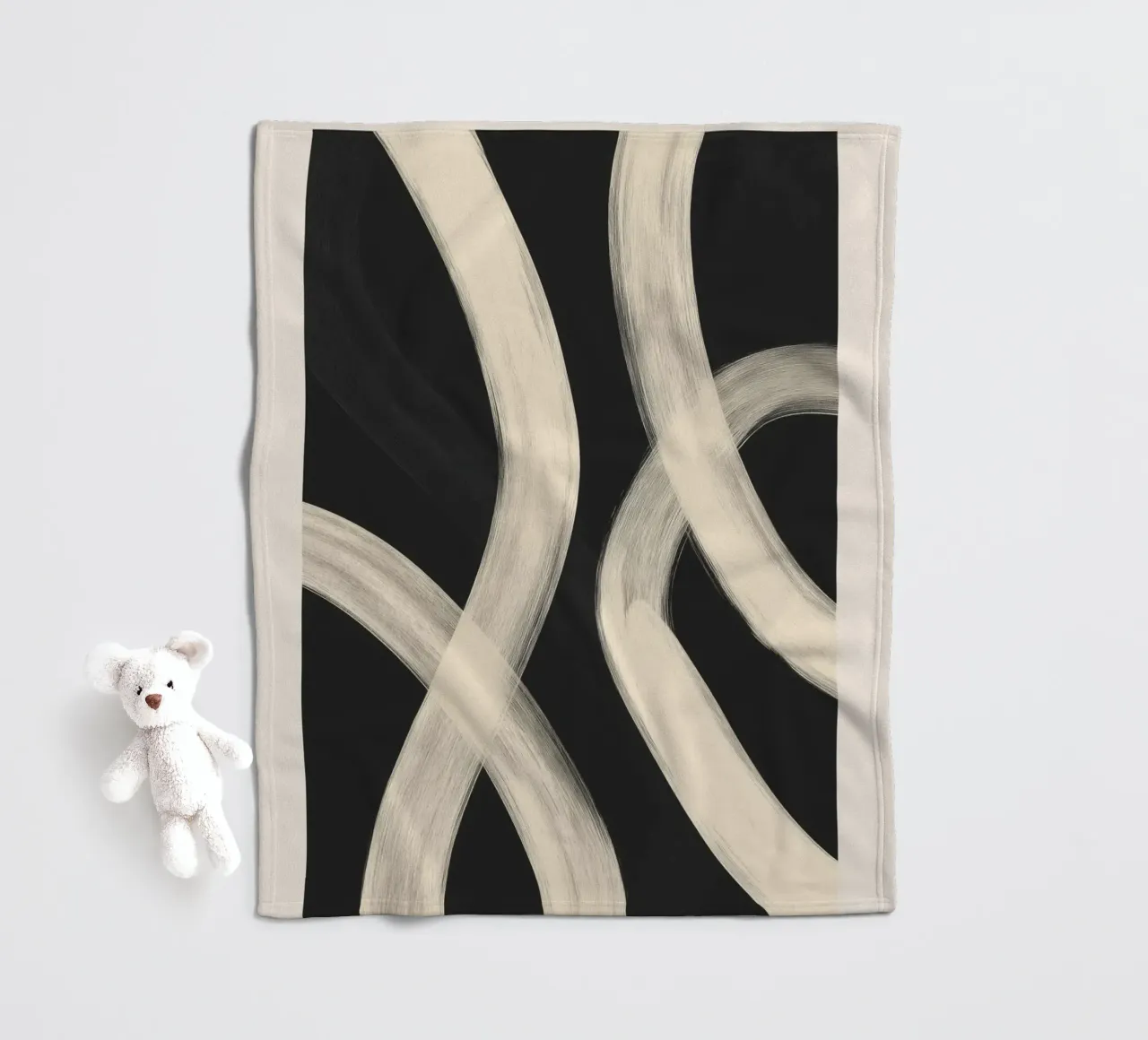 Black and White Abstract Line Art No. 1 coperta in pile da Flow Line