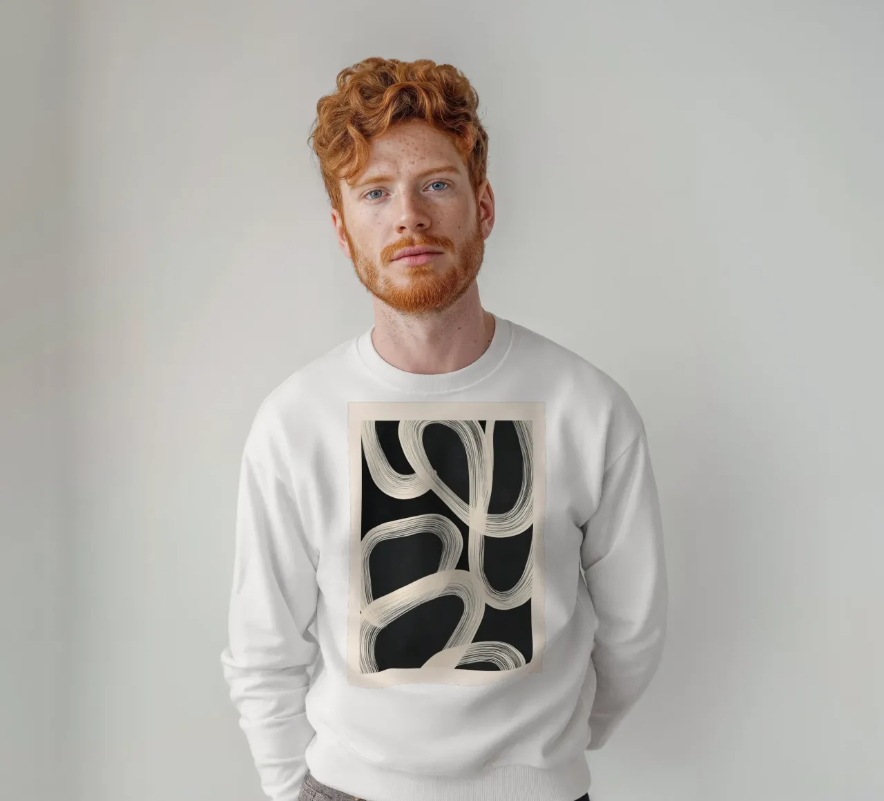 Black and White Abstract Line Art No. 2 felpa da Flow Line