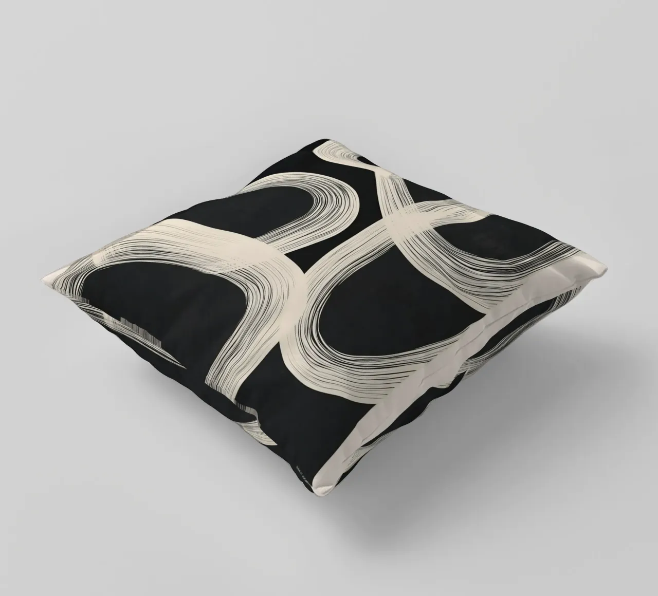 Black and White Abstract Line Art No. 2 cuscino da Flow Line