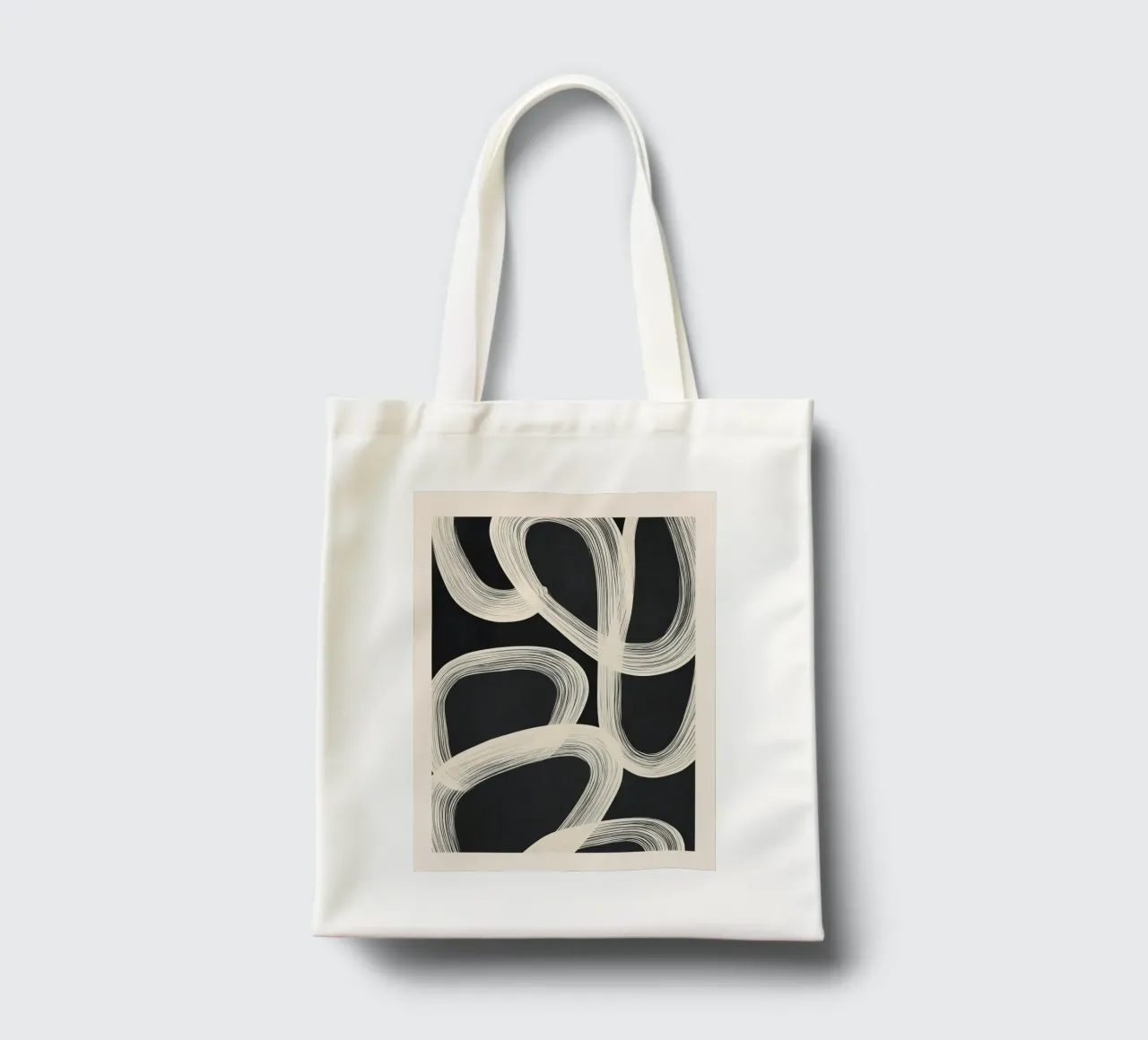 Black and White Abstract Line Art No. 2 borsa in juta da Flow Line